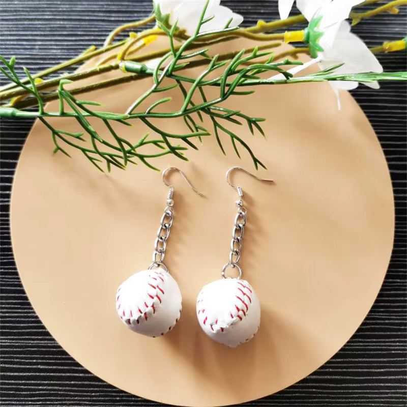 Baseball Long Dangle Earrings