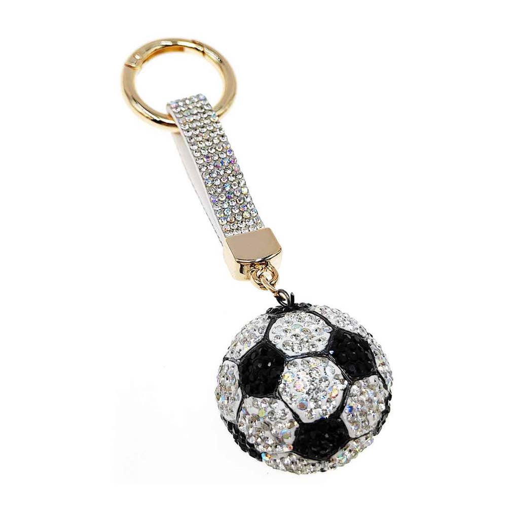 Bling Studded Soccer Ball Bag Charm/Keychain
