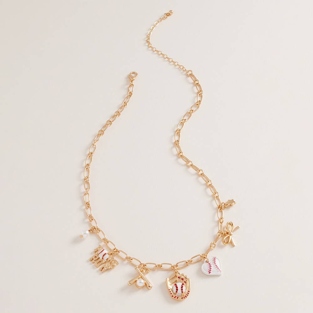 Mama in the Dugout Charm Necklace - Gold