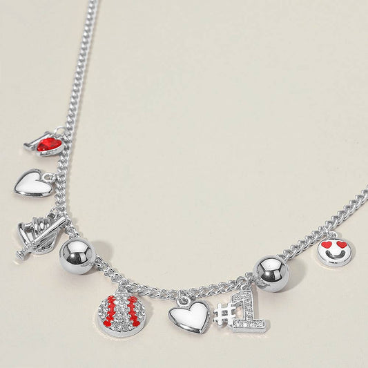 Mama in the Dugout Charm Necklace - Silver