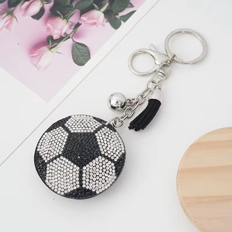 Sparkle Soccer Ball Keychain – Rhinestone Game Day Bag Charm