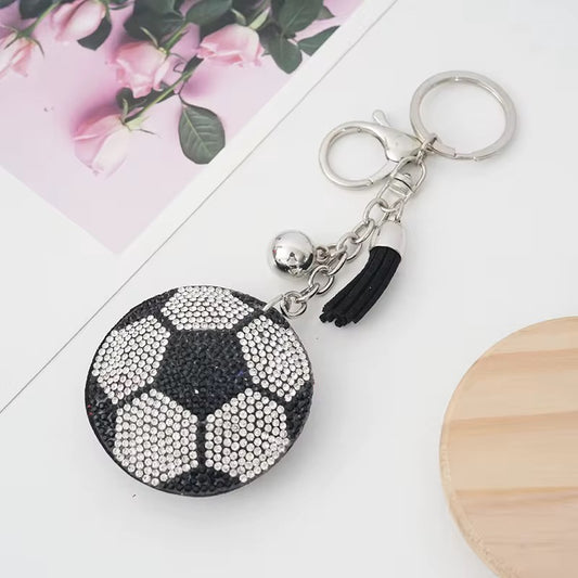 Sparkle Soccer Ball Keychain – Rhinestone Game Day Bag Charm