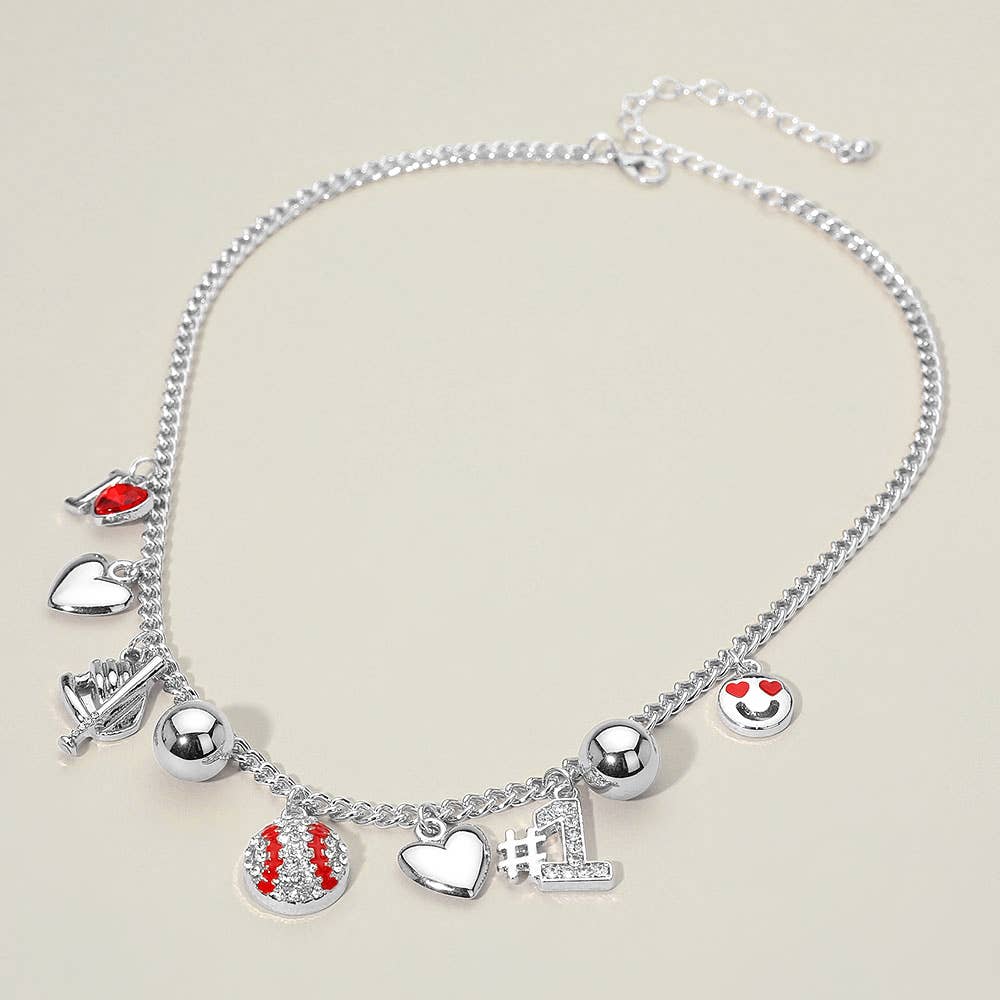 Mama in the Dugout Charm Necklace - Silver