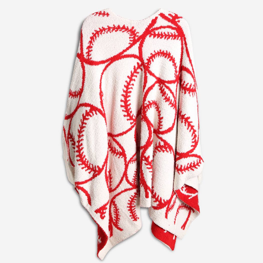 Sports Ball Pattern Wearable Blanket Cape Shawl with Pockets