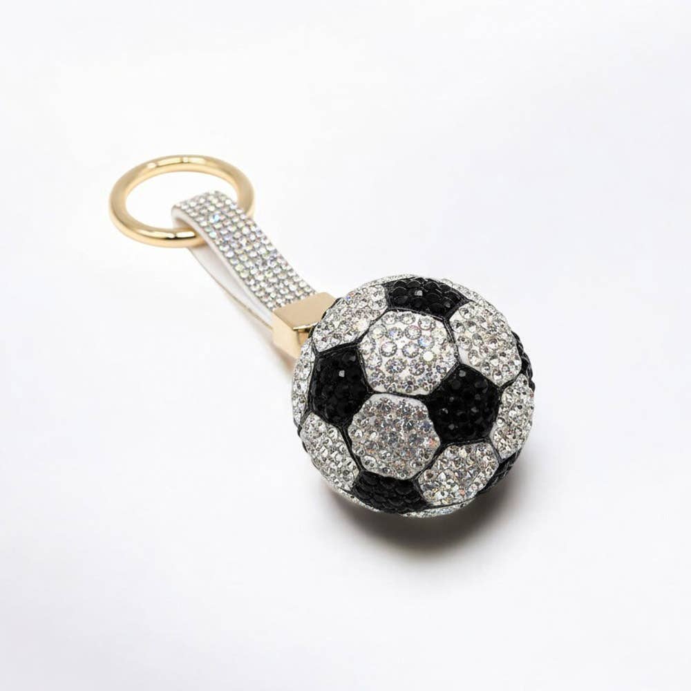 Bling Studded Soccer Ball Bag Charm/Keychain