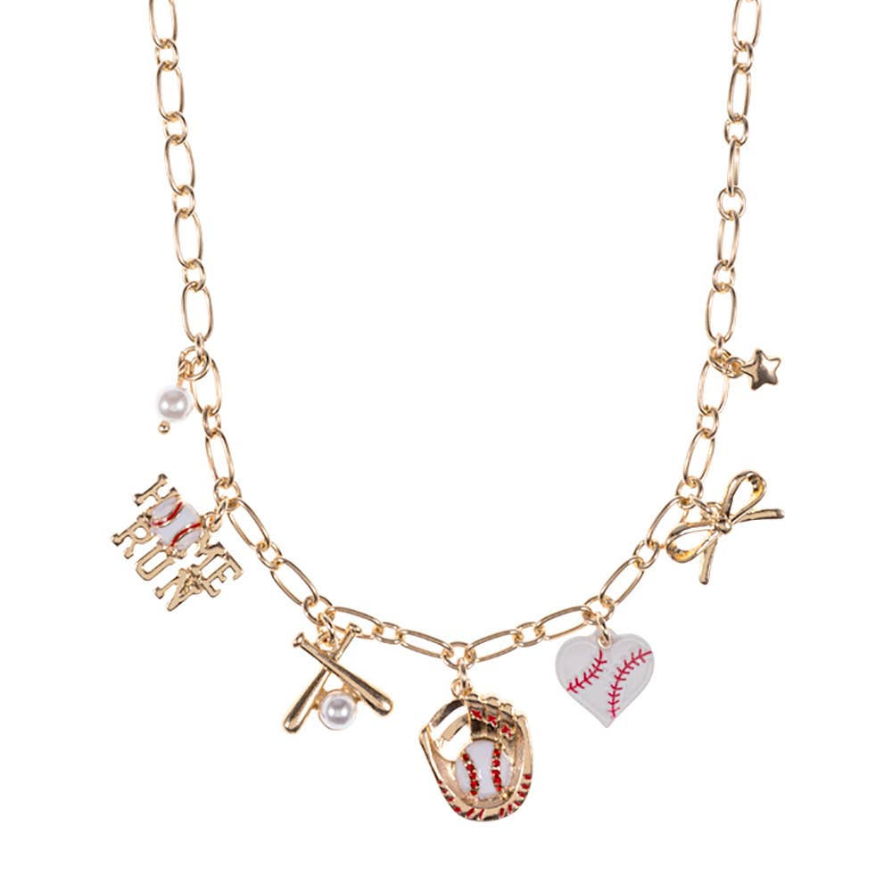 Mama in the Dugout Charm Necklace - Gold