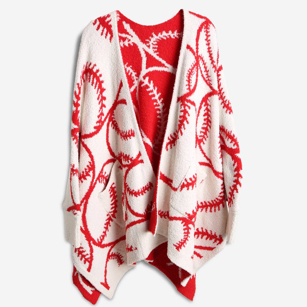 Sports Ball Pattern Wearable Blanket Cape Shawl with Pockets